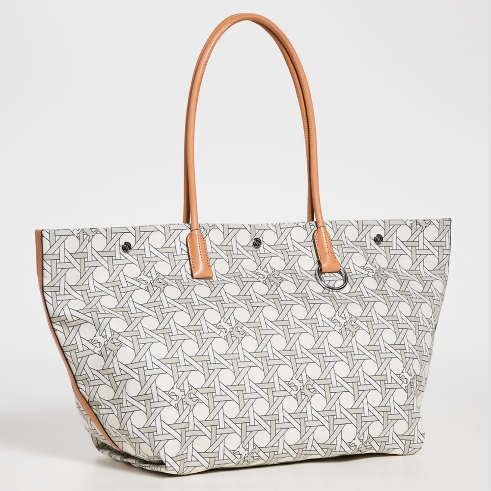 NEW Tory Burch Basketweave Tote Bag New Ivory